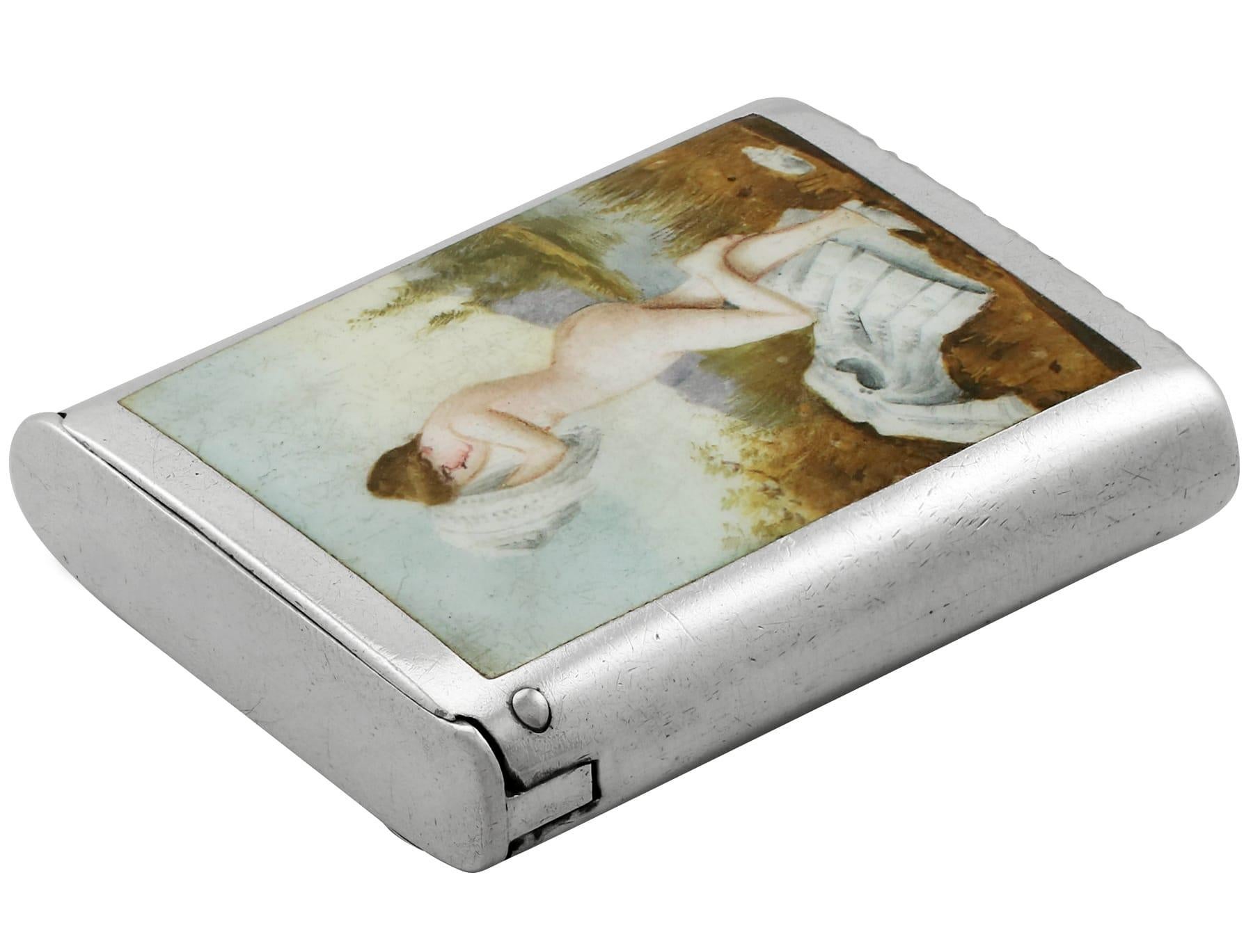 Viktorianisches Sterling Silber und Erotik Emaille Vesta Fall (Spätes 19. Jahrhundert) im Angebot