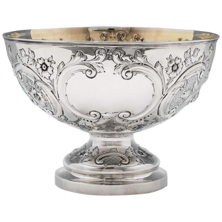 19th Century Victorian Sterling Silver Bowl by Barnards For Sale