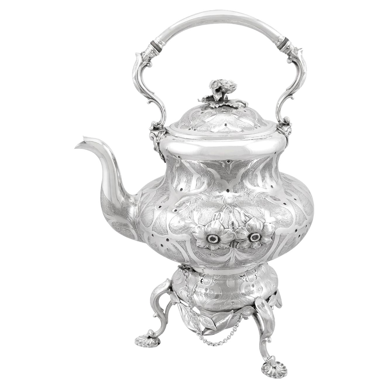 19th Century Victorian Sterling Silver Spirit Kettle