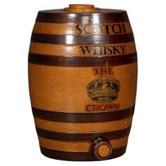 Antique 19th Century Victorian Stoneware Scotch Whisky Barrel, c.1850