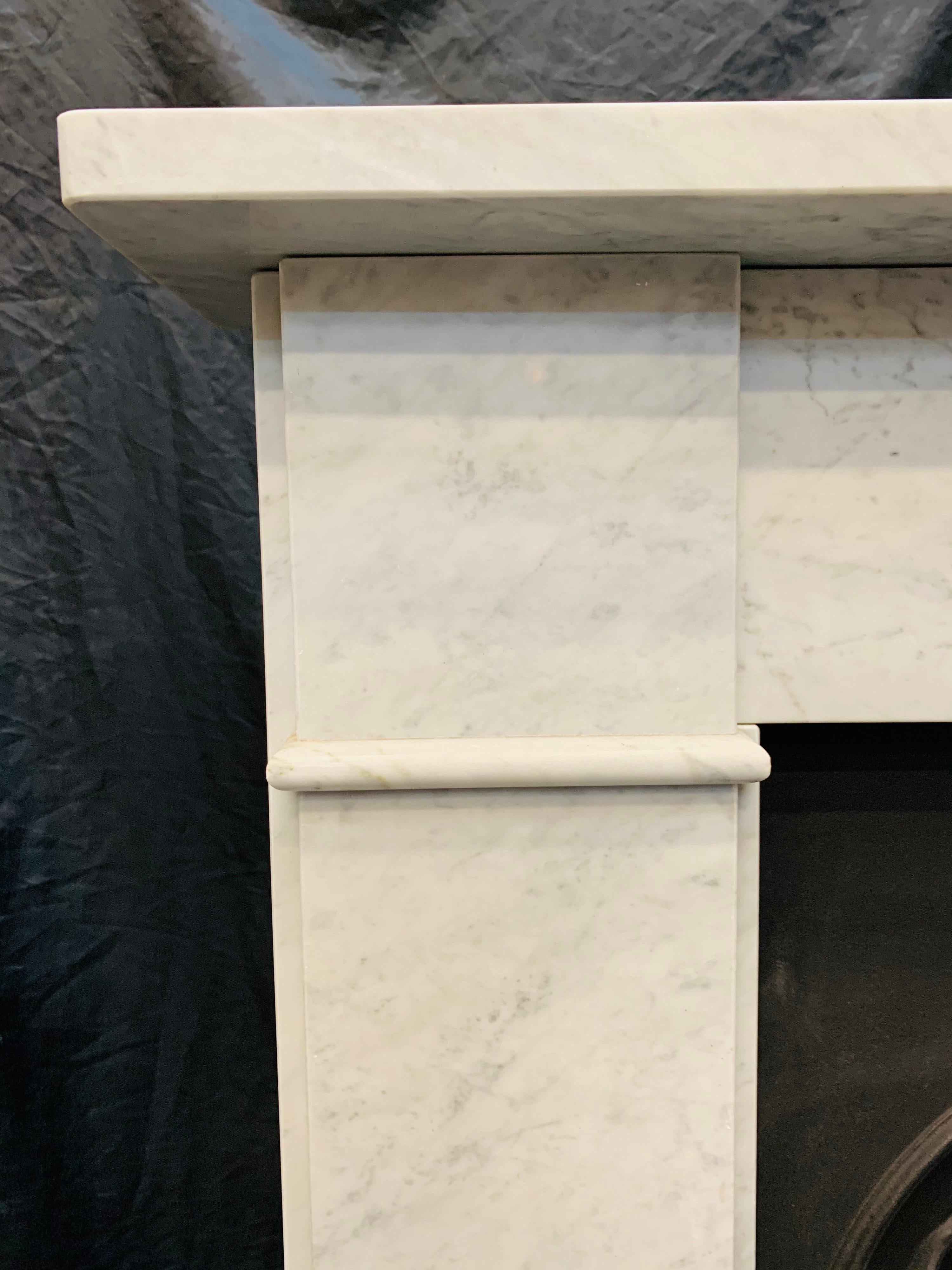 Carved 19th Century Victorian Style Carrara Marble Fireplace Surround
