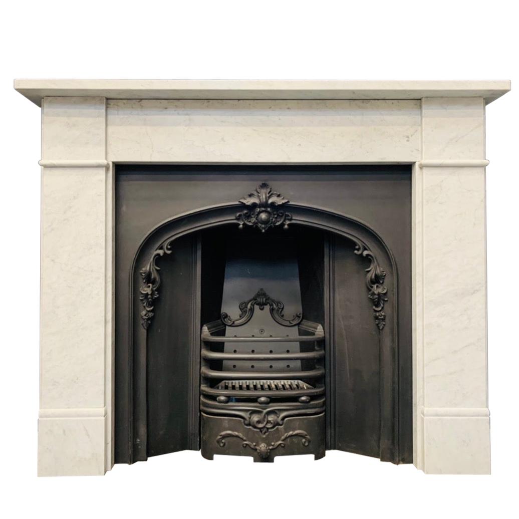 19th Century Victorian Style Carrara Marble Fireplace Surround