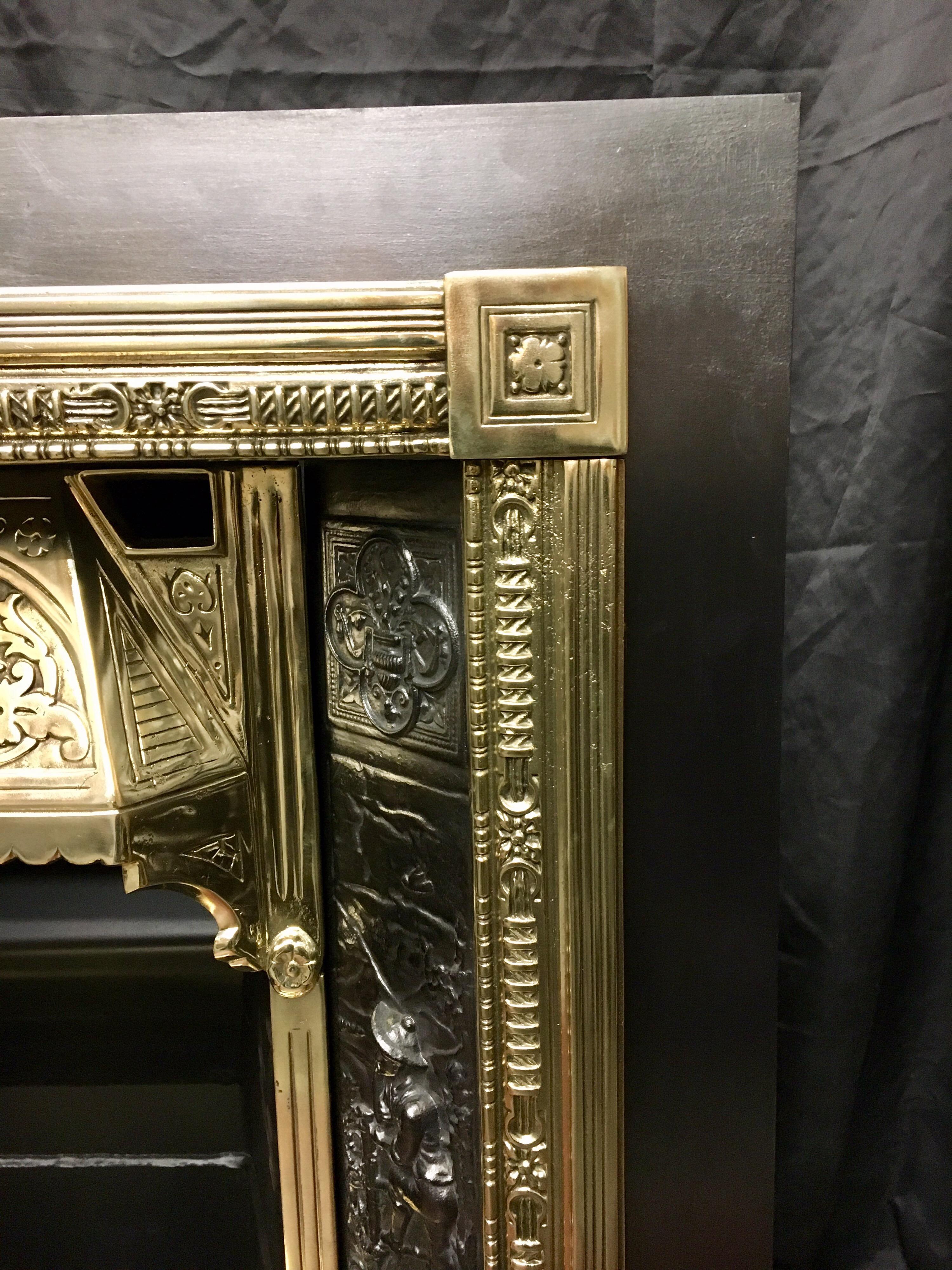 antique brass fireplace insert