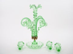 19th Century Victorian Style Italian Glass / Brass Epergne Centerpiece Vase