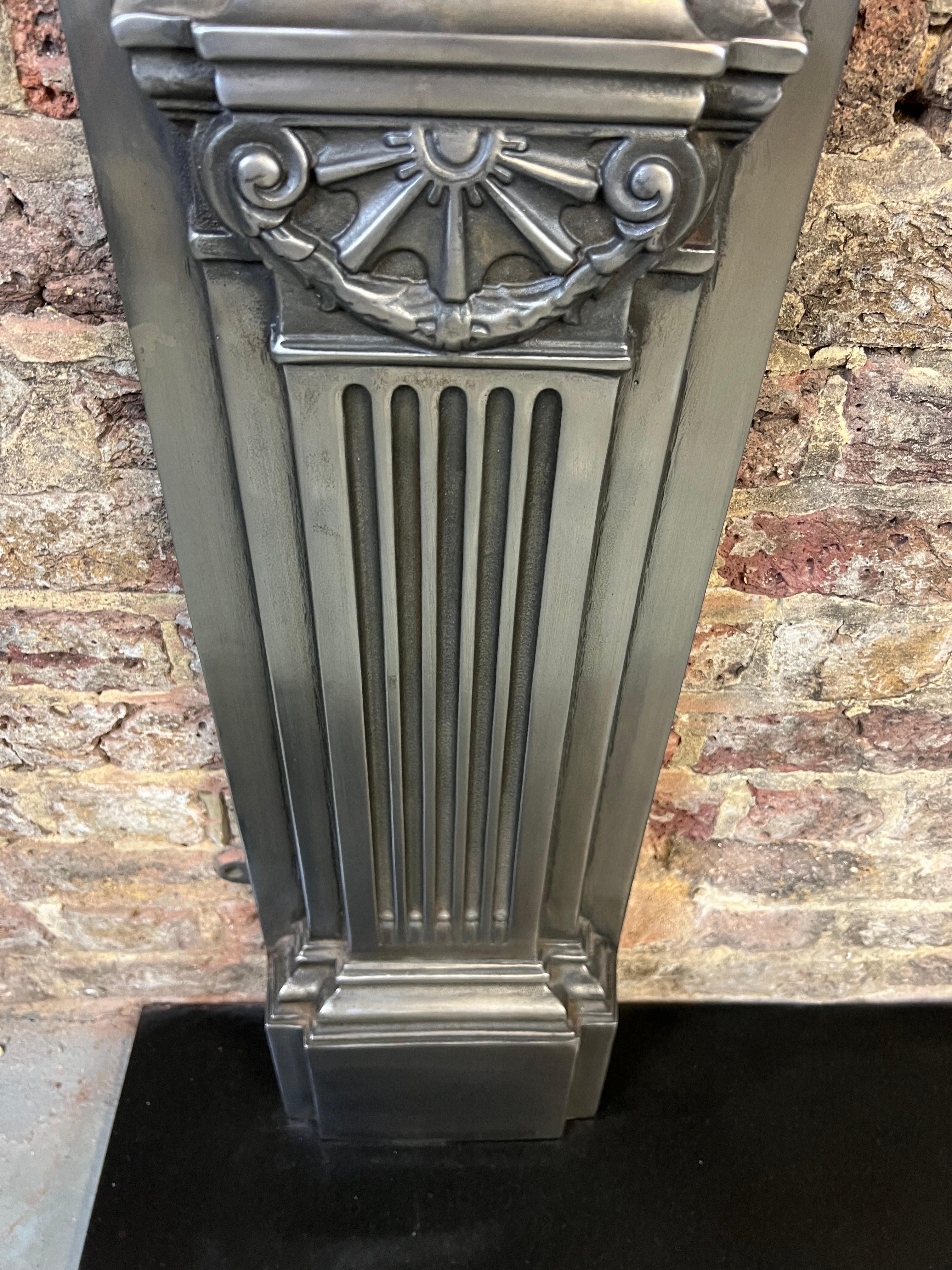 19th Century Victorian Style Polished Cast Iron Fireplace Mantelpiece For Sale 10