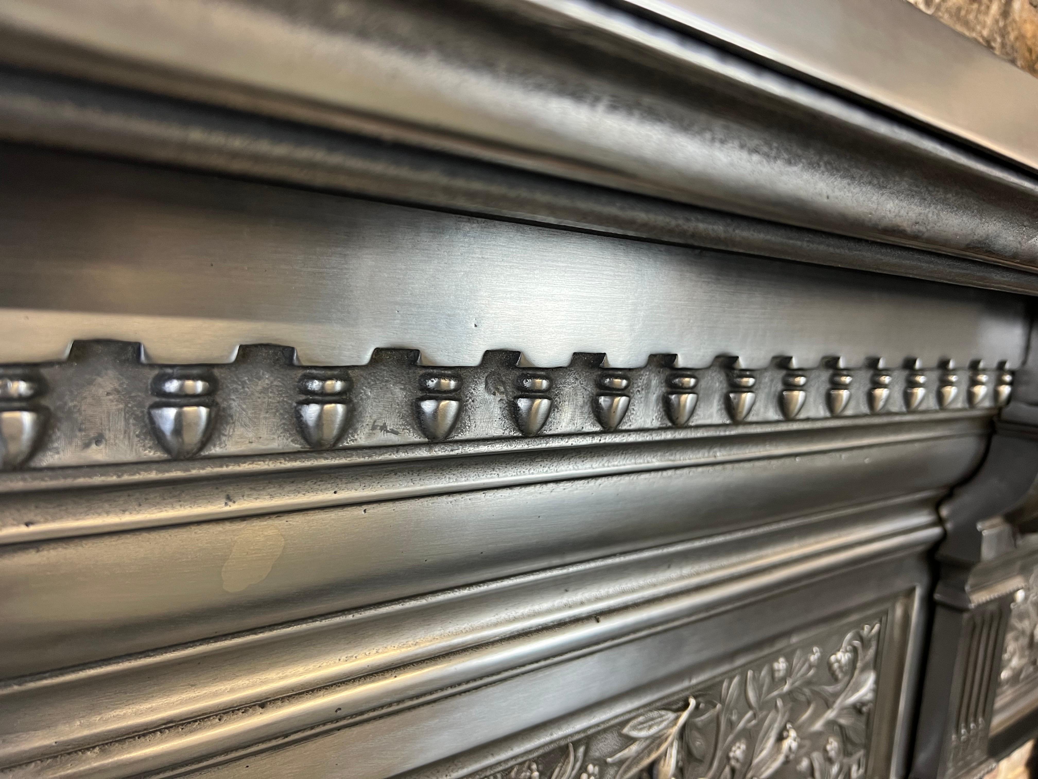 19th Century Victorian Style Polished Cast Iron Fireplace Mantelpiece For Sale 3