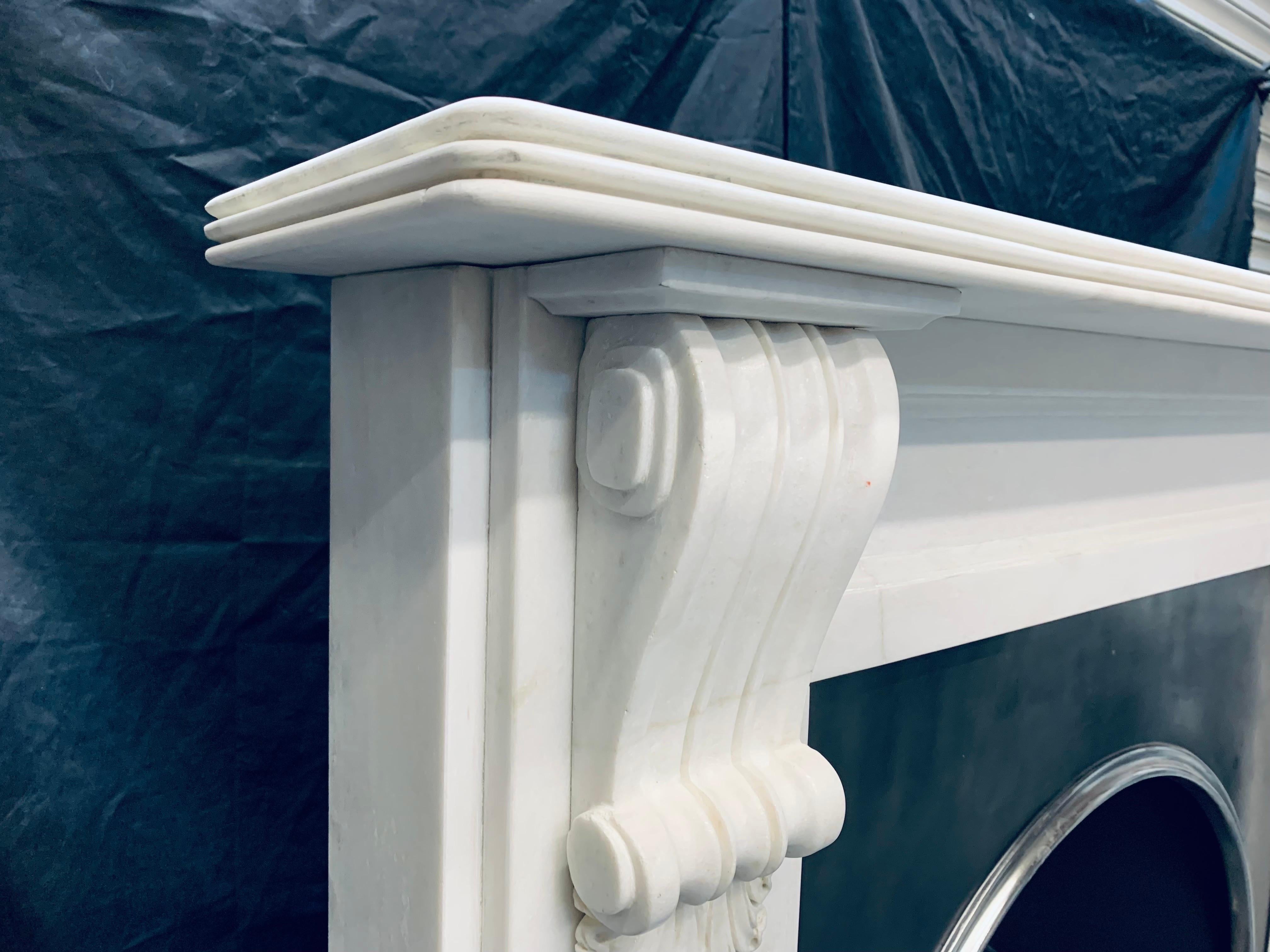 19th Century Victorian Style Statuary Marble Corbel Fireplace Surround.  For Sale 4