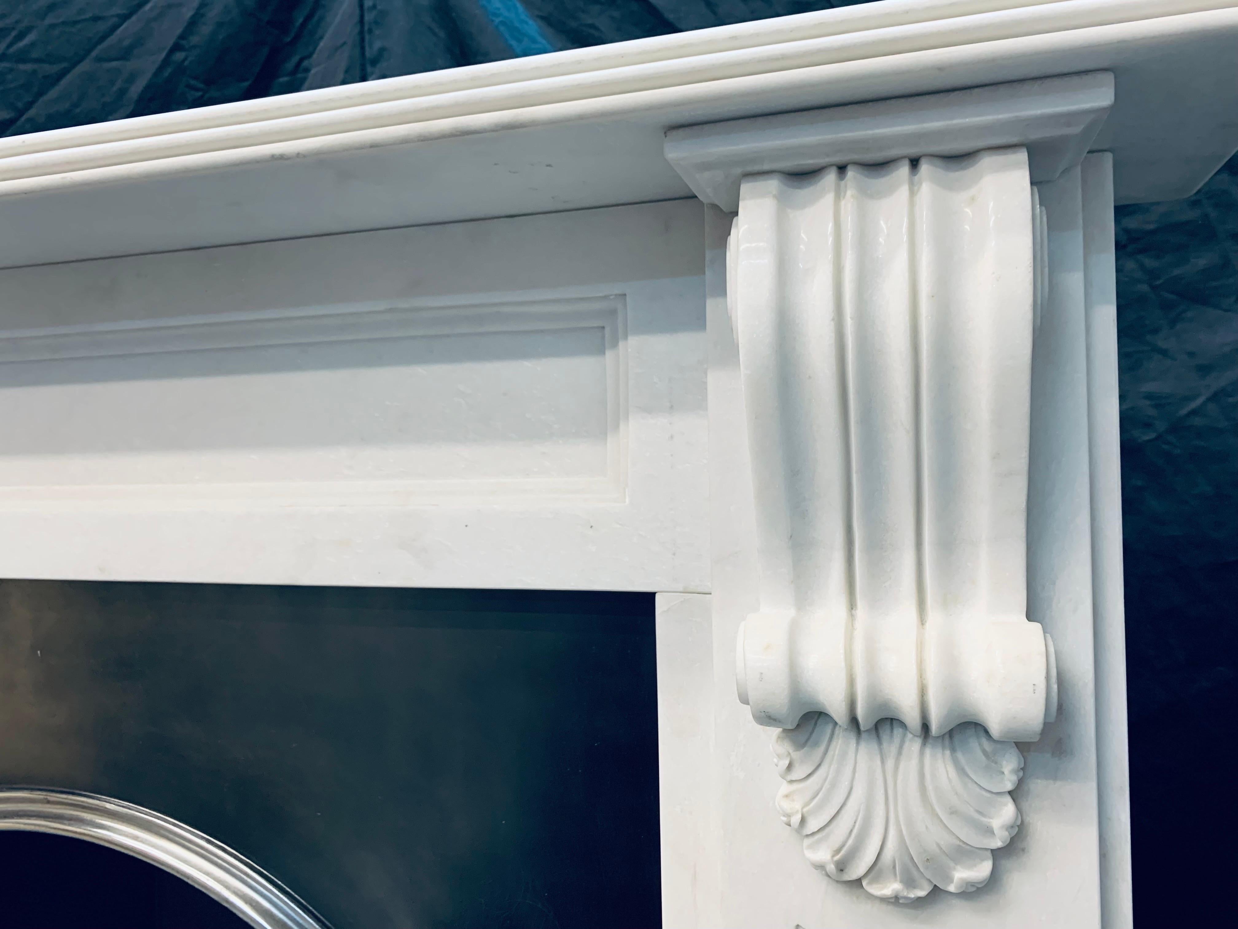 19th Century Victorian Style Statuary Marble Corbel Fireplace Surround. For Sale 1