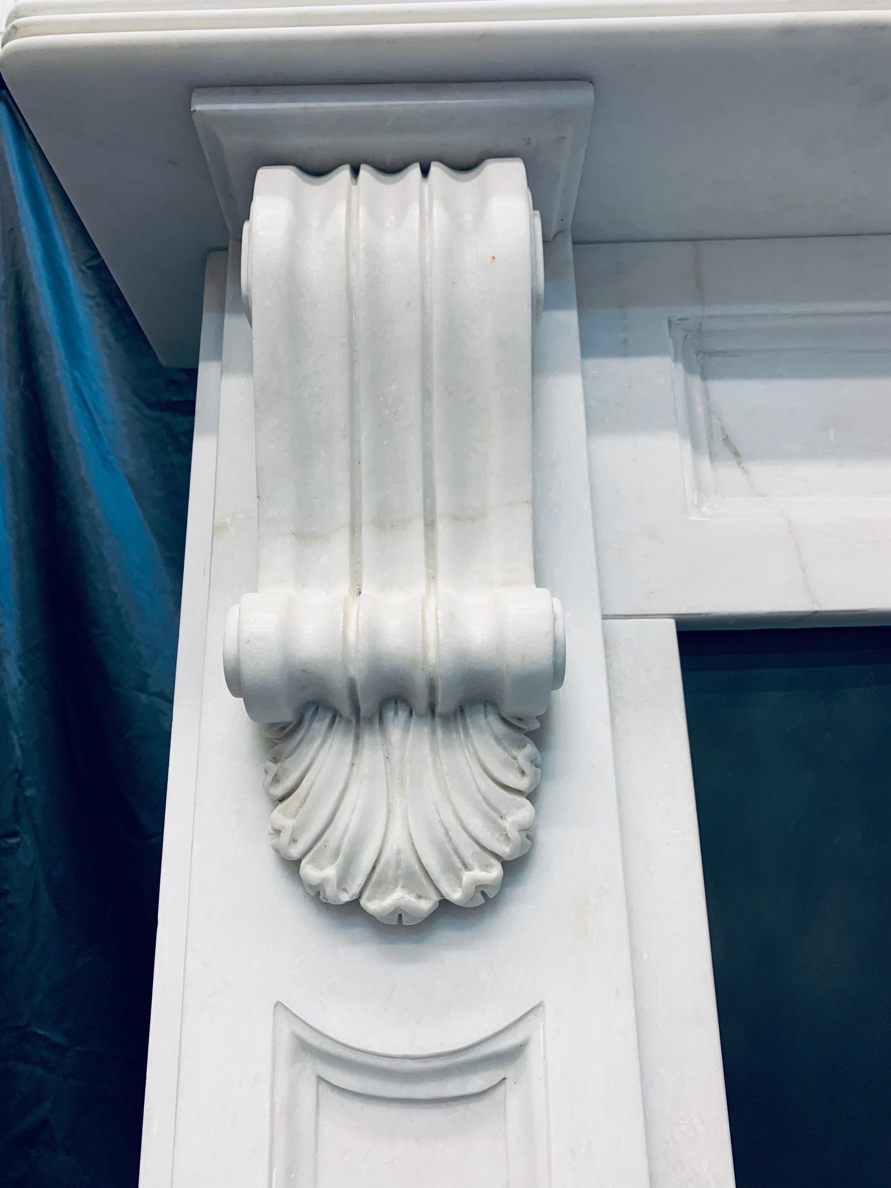 19th Century Victorian Style Statuary Marble Corbel Fireplace Surround.  For Sale 3
