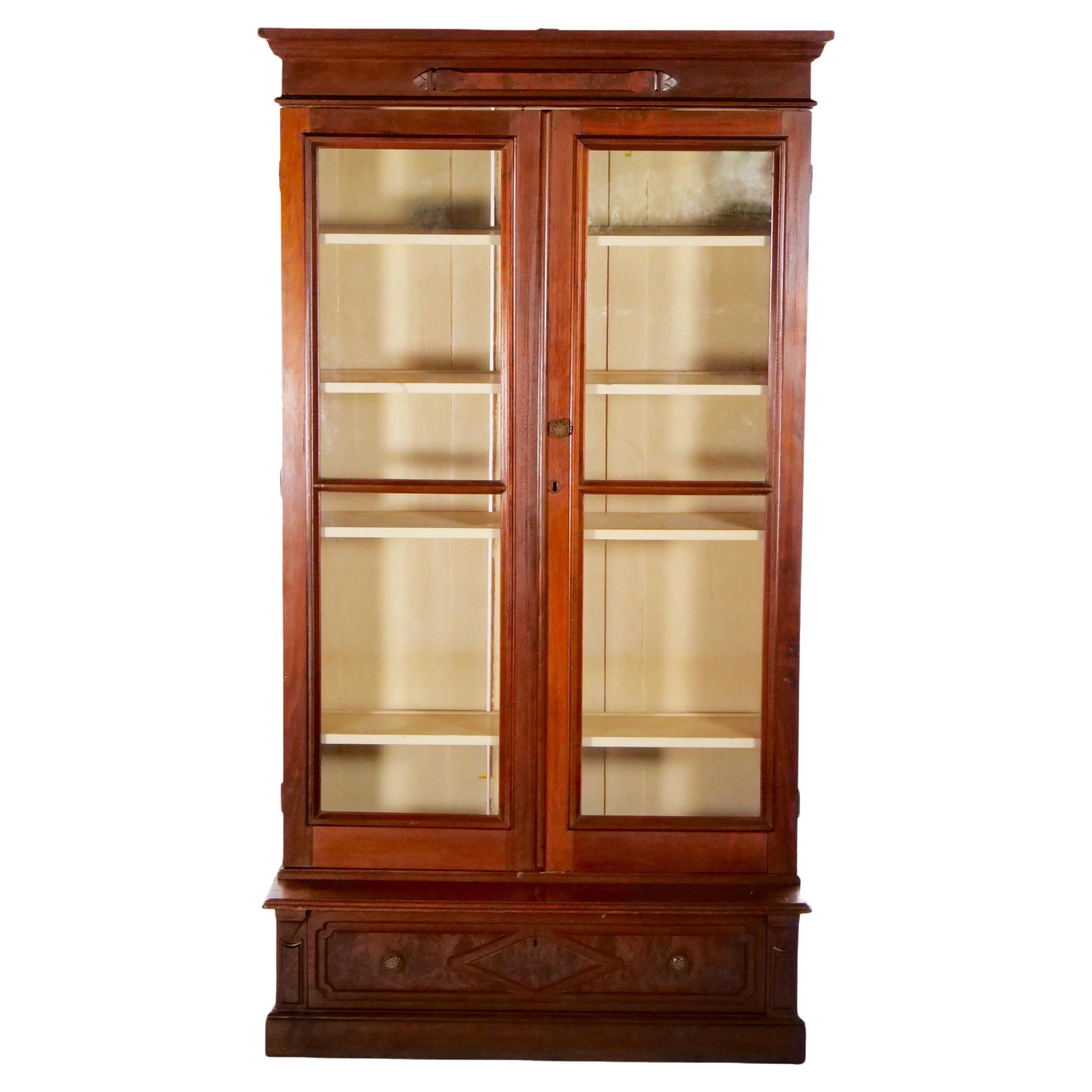 19th Century Victorian Style Two Door Bookcase / Cabinet For Sale
