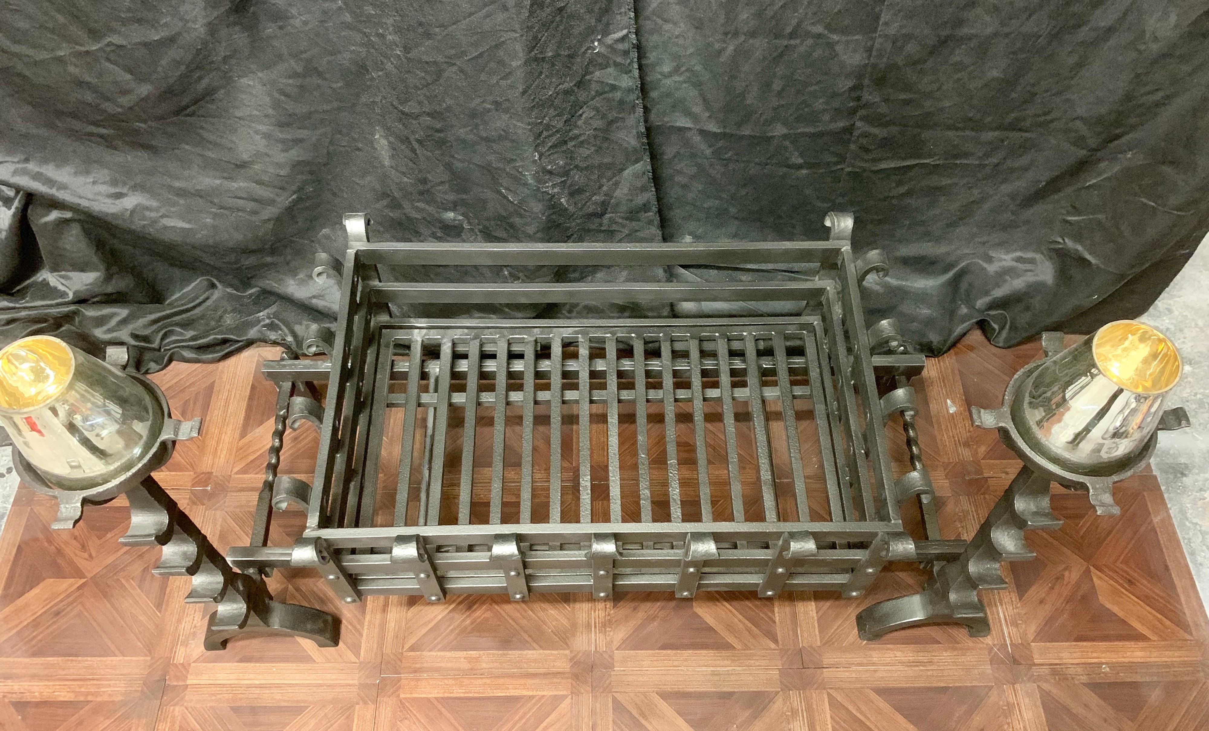 Scottish 19th Century Victorian Style Wrought Iron Fireplace Grate