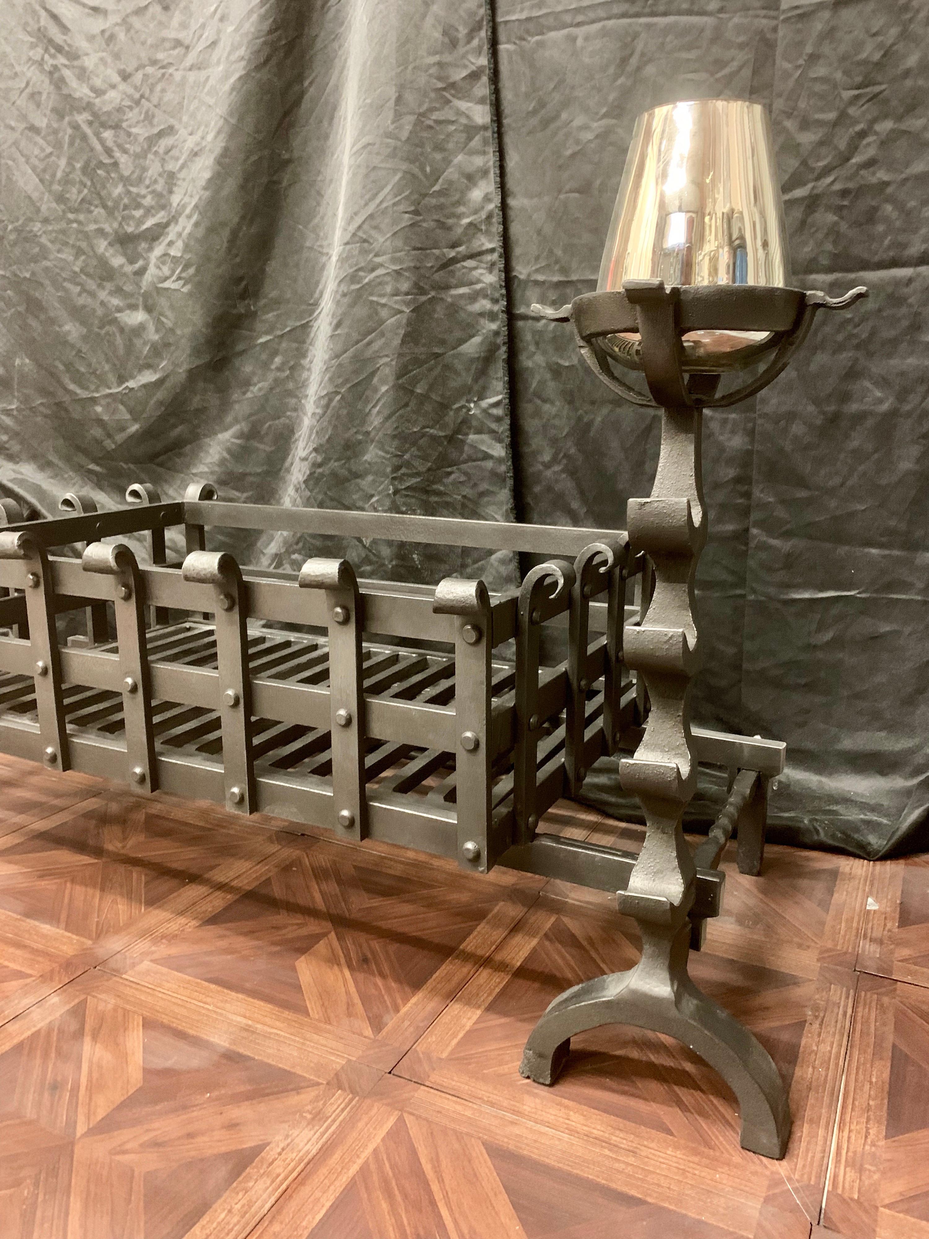 19th Century Victorian Style Wrought Iron Fireplace Grate 3