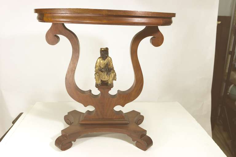 19th Century Victorian Table Displaying a Bronze Sculpture of a Fisherman For Sale 1