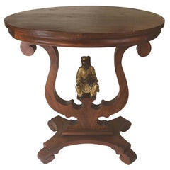 19th Century Victorian Table Displaying a Bronze Sculpture of a Fisherman