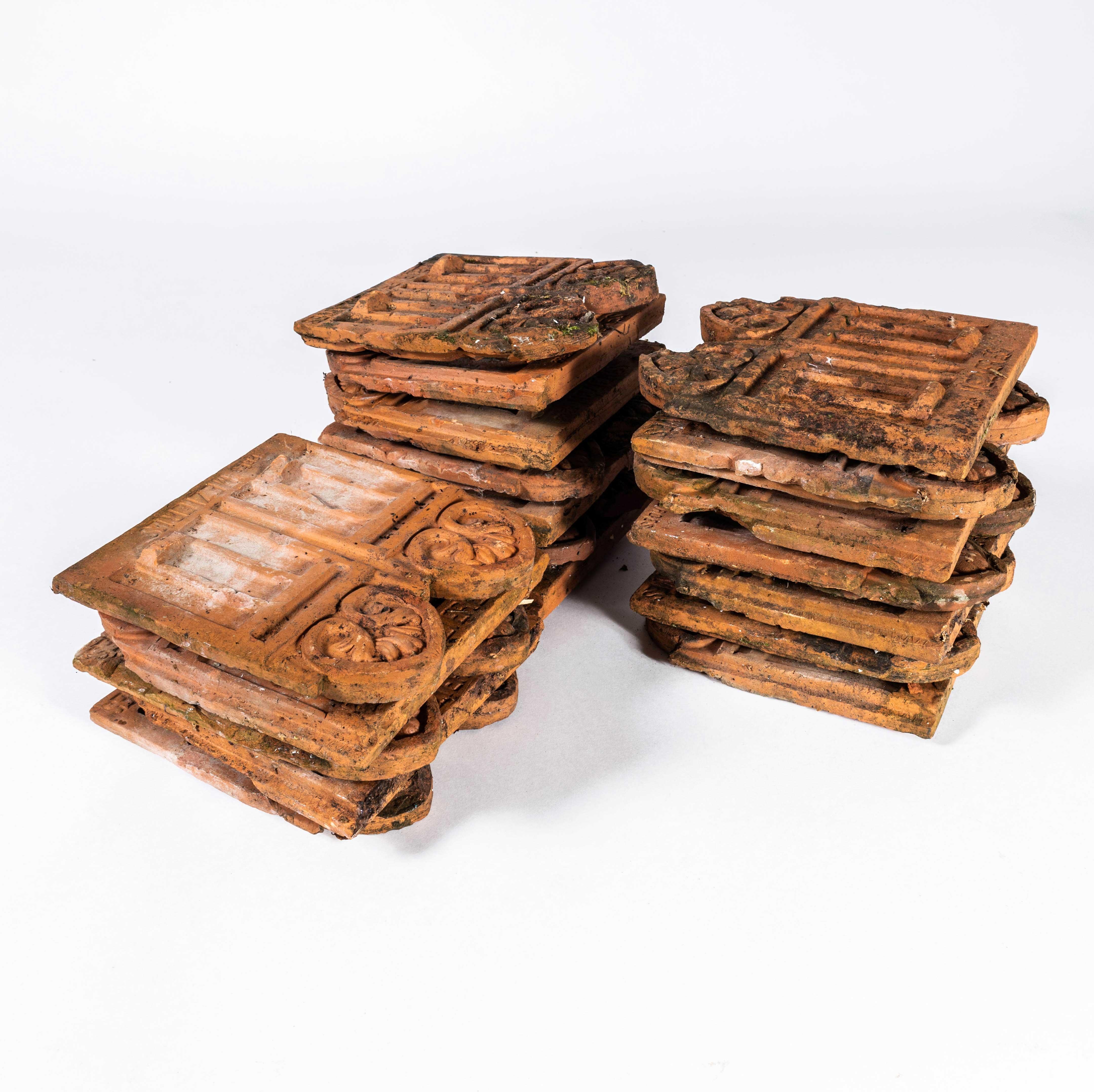 19th Century Victorian Terracotta French Garden Double Scroll Tiles. 

Stunning original French tiles. Listing is for one tile, sold as decorative item.

Workshop Report:
Our workshop team inspect every product and carry out any needed repairs to
