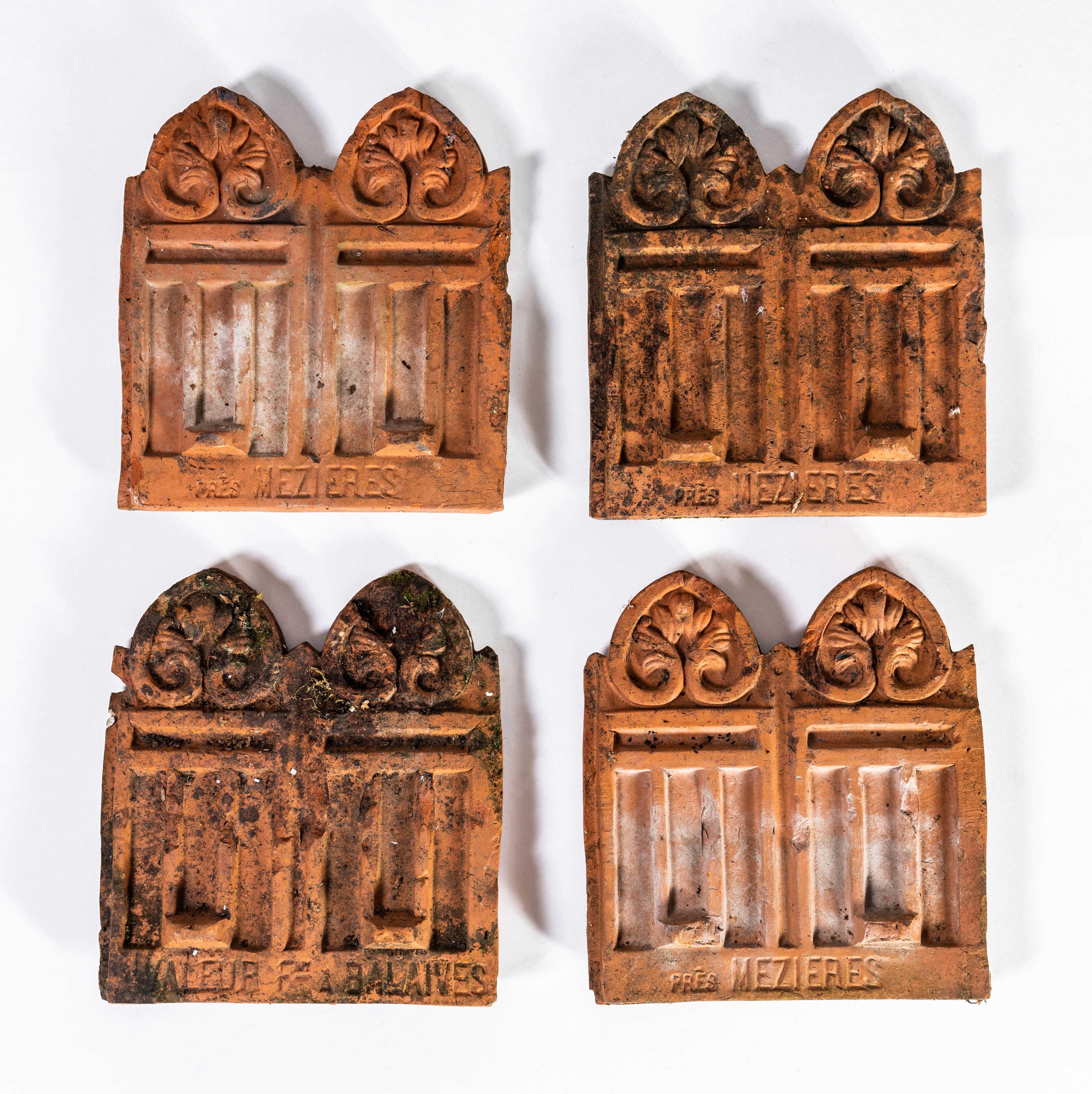 19th Century Victorian Terracotta French Garden Double Scroll Tiles 1