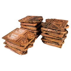 19th Century Victorian Terracotta French Garden Double Scroll Tiles