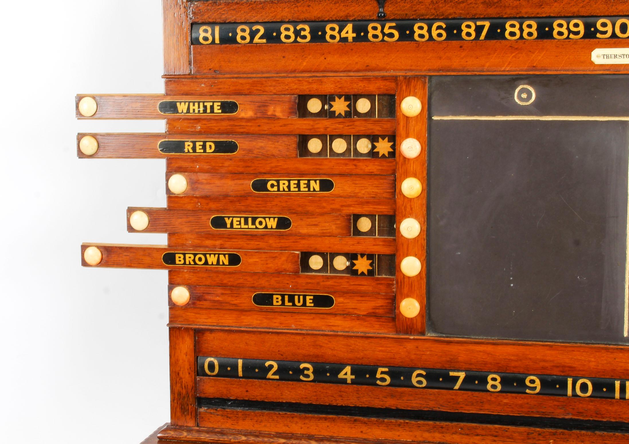 Mahogany 19th Century Victorian Thurston Billiard Snooker and Life Pool Scoreboard