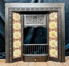 19th Century Victorian Tiled Cast Iron Fireplace Insert.