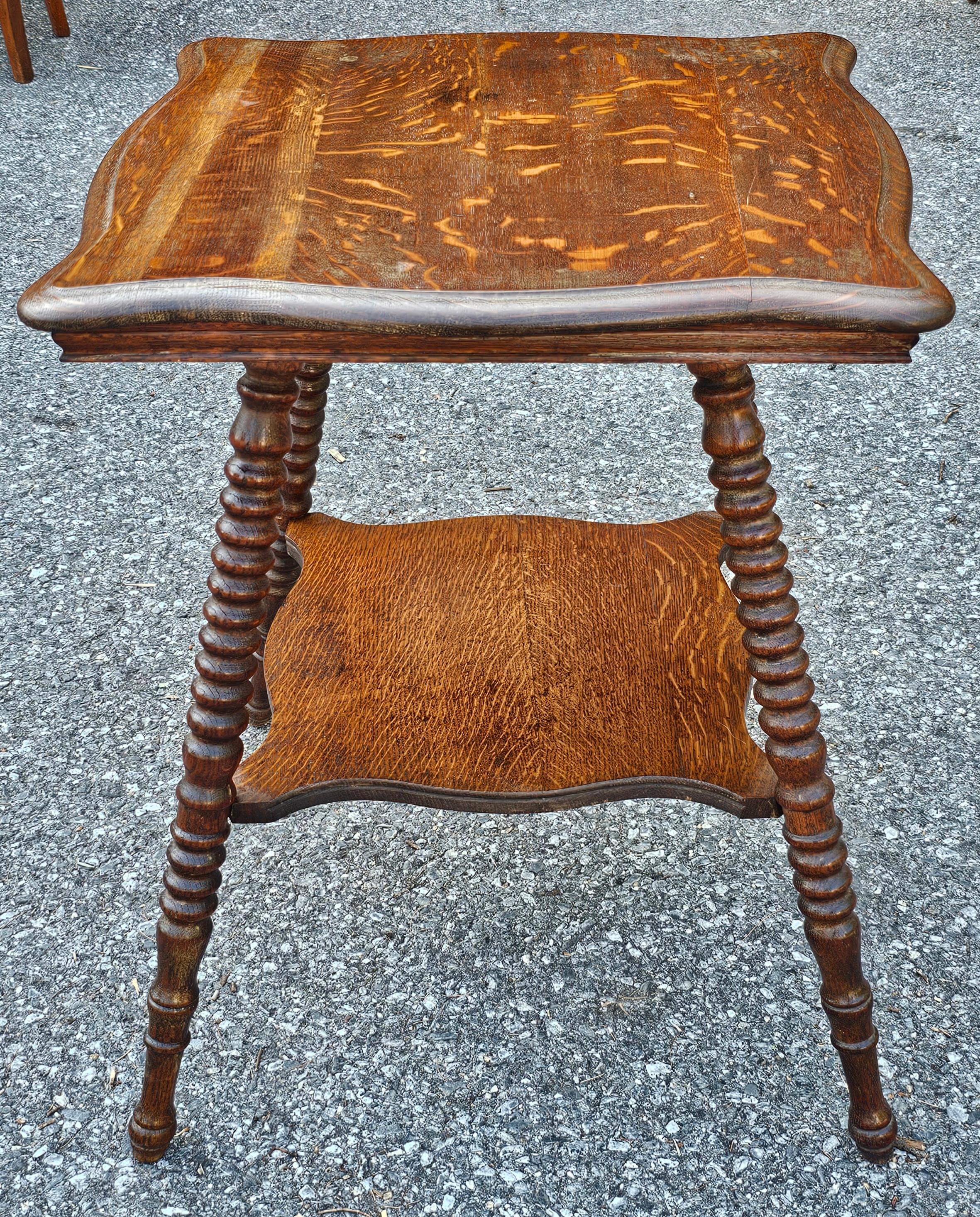 A 19th Century Victorian Turned Quater Sawn Oak Parlor or Center Table
Measures 22