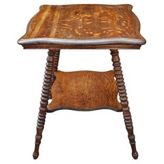 19th Century Victorian Turned Quater Sawn Oak Parlor or Center Table