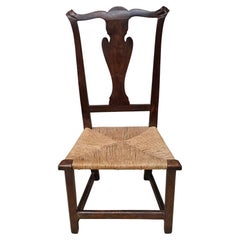 19th Century  Victorian Walnut and Low Rush Seat Collector's Side Chair