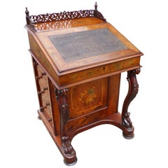 Used 19th Century Victorian Walnut and Marquetry Davenport