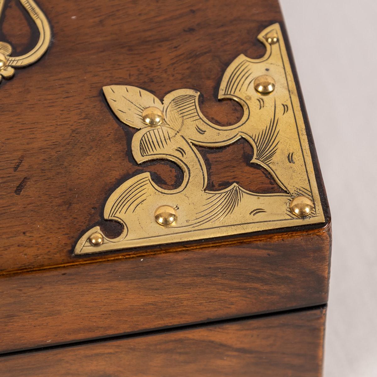 19th Century Victorian Walnut & Brass Card Games Box, c.1890 For Sale 8