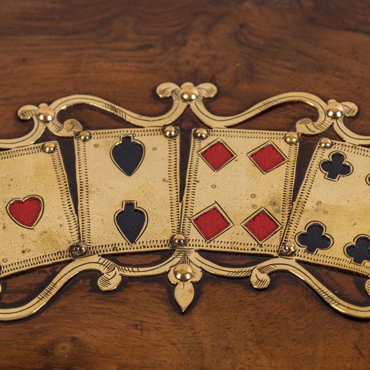 19th Century Victorian Walnut & Brass Card Games Box, c.1890 For Sale 12