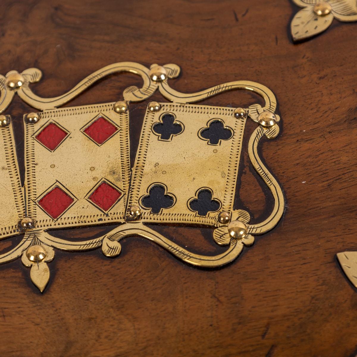 19th Century Victorian Walnut & Brass Card Games Box, c.1890 For Sale 13