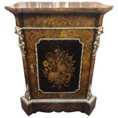 19th Century English Victorian Walnut Bronze Inlaid Pier Cabinet, 1850