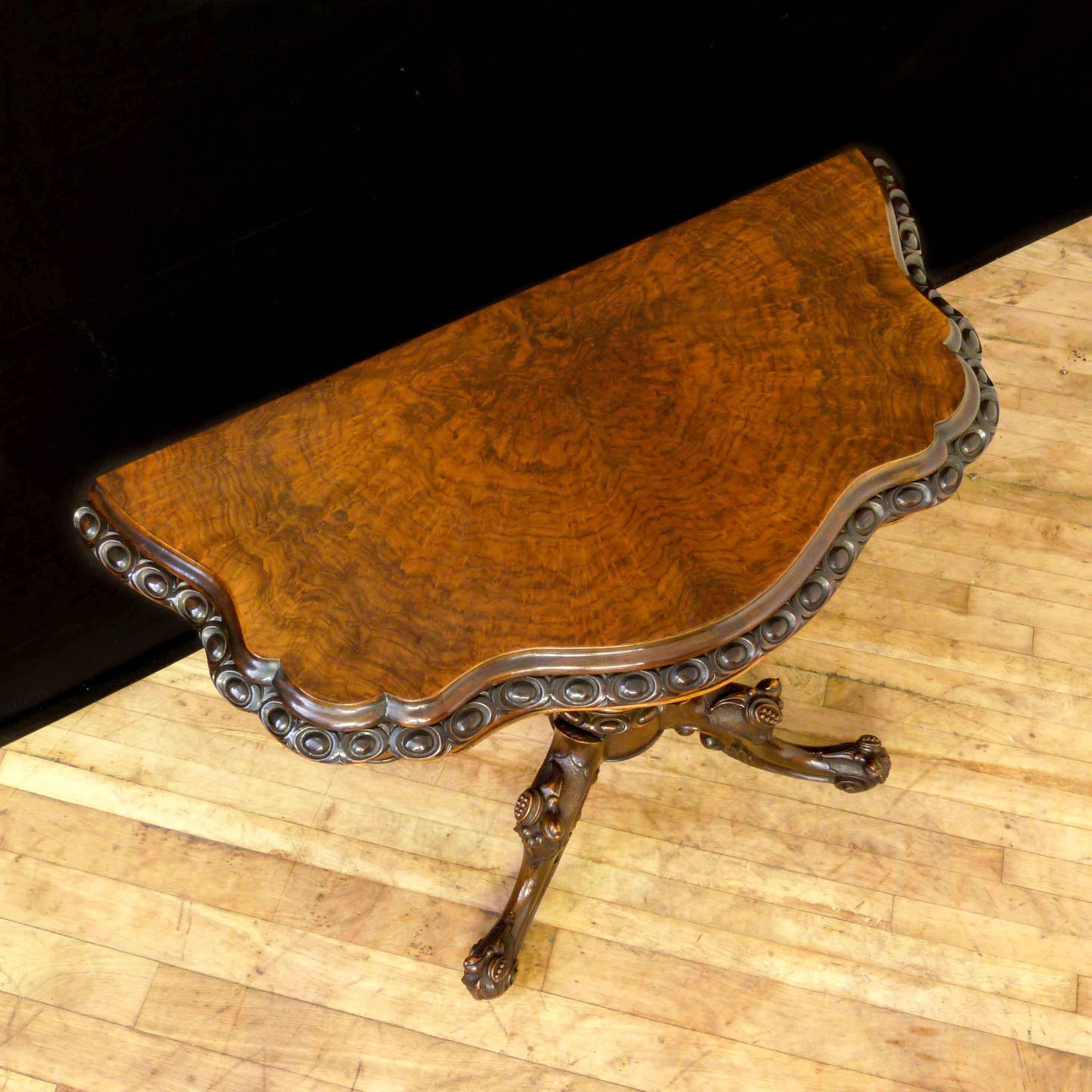 19th Century Victorian Walnut Card Table For Sale 3
