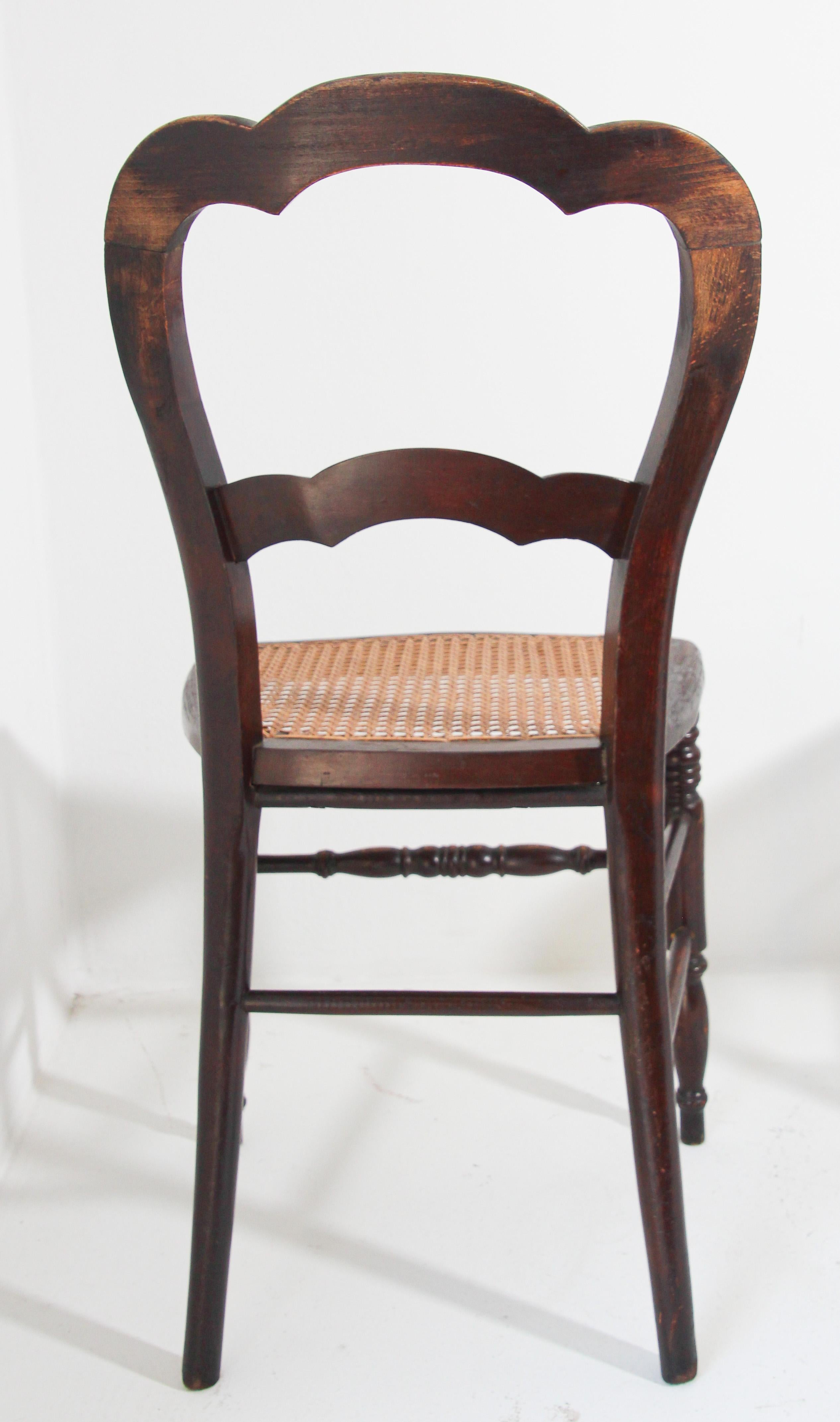 Cane 19th Century Victorian Walnut Chairs Set of Three