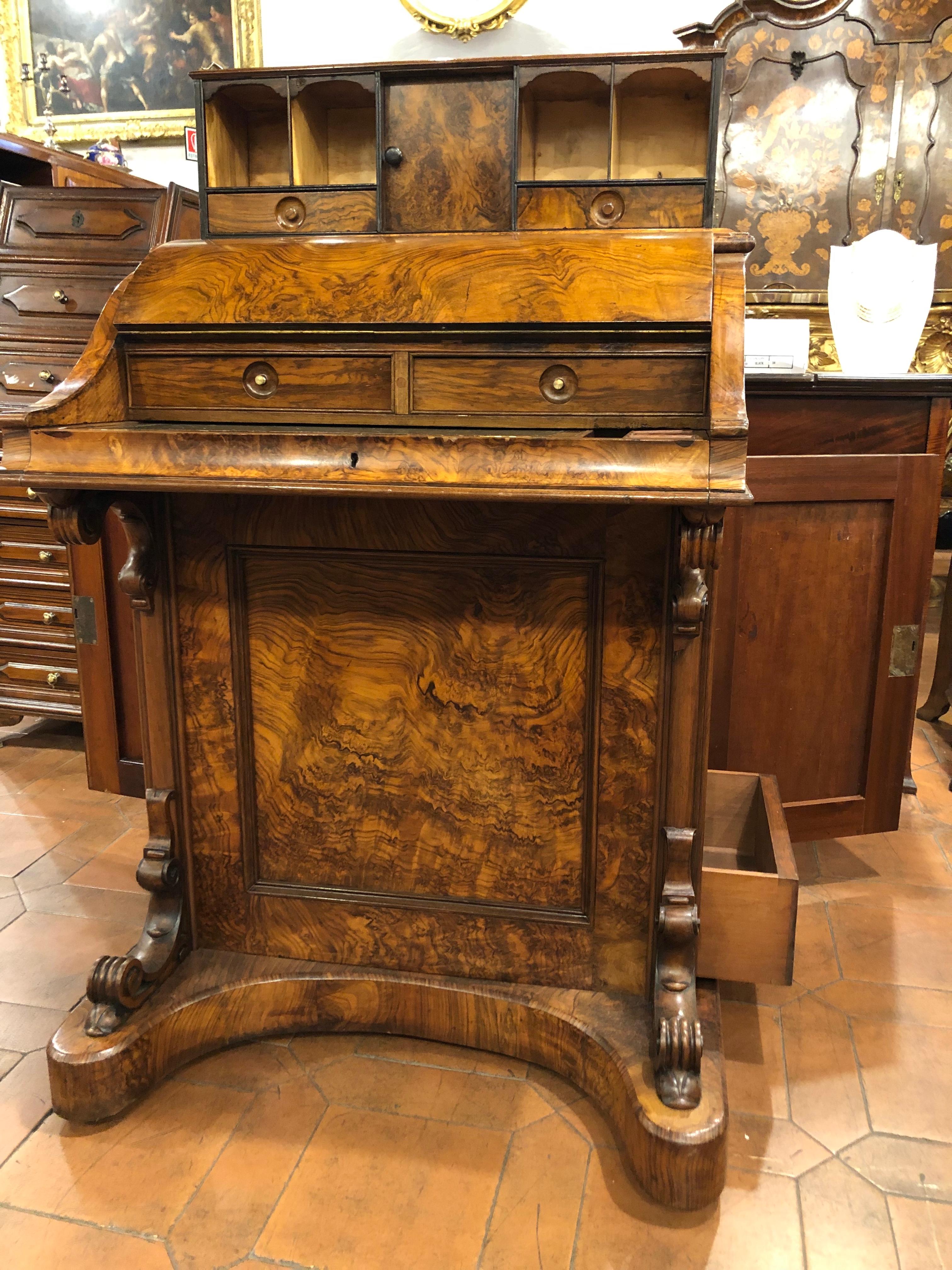 19th Century Victorian Walnut Davenport Desk 3