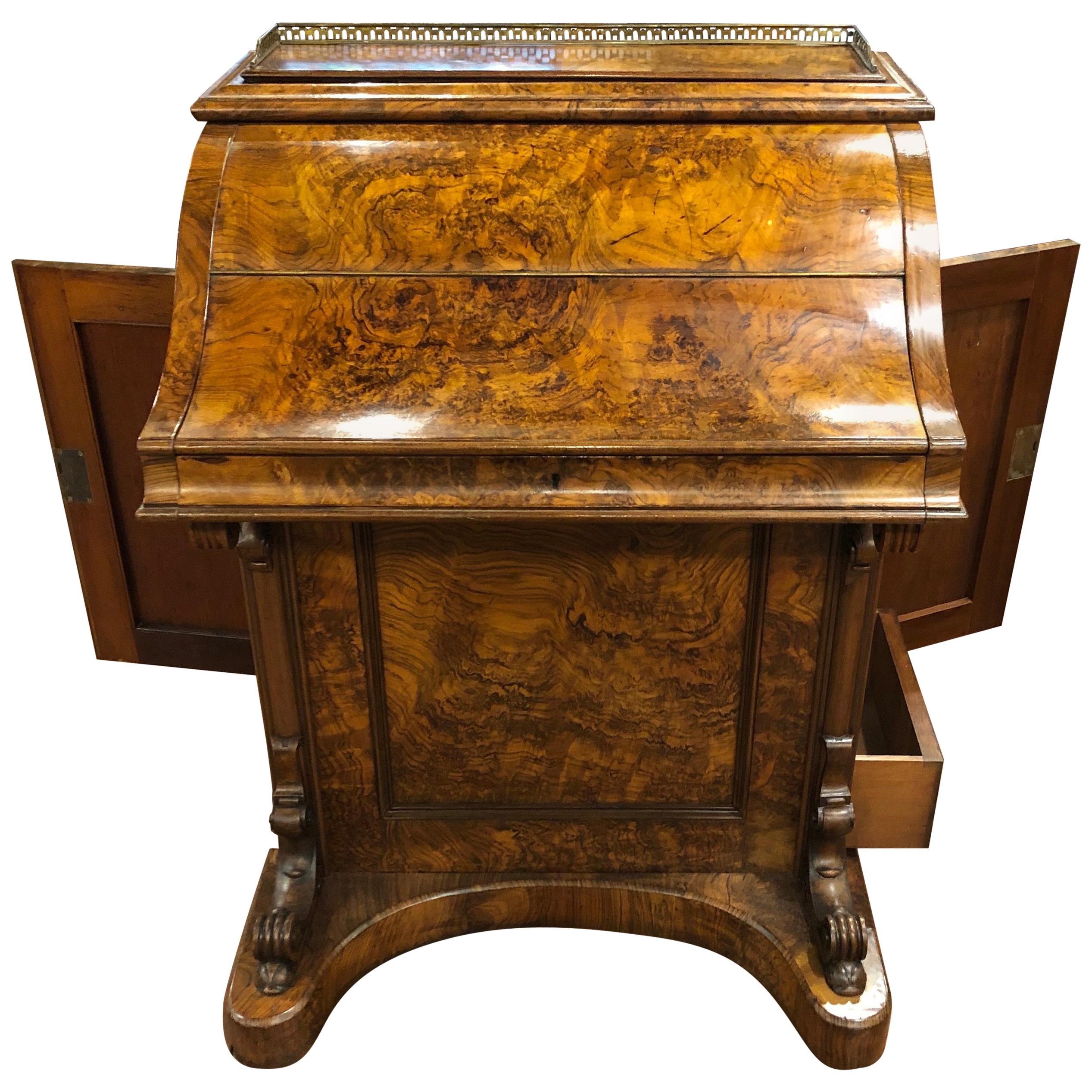 19th Century Victorian Walnut Davenport Desk