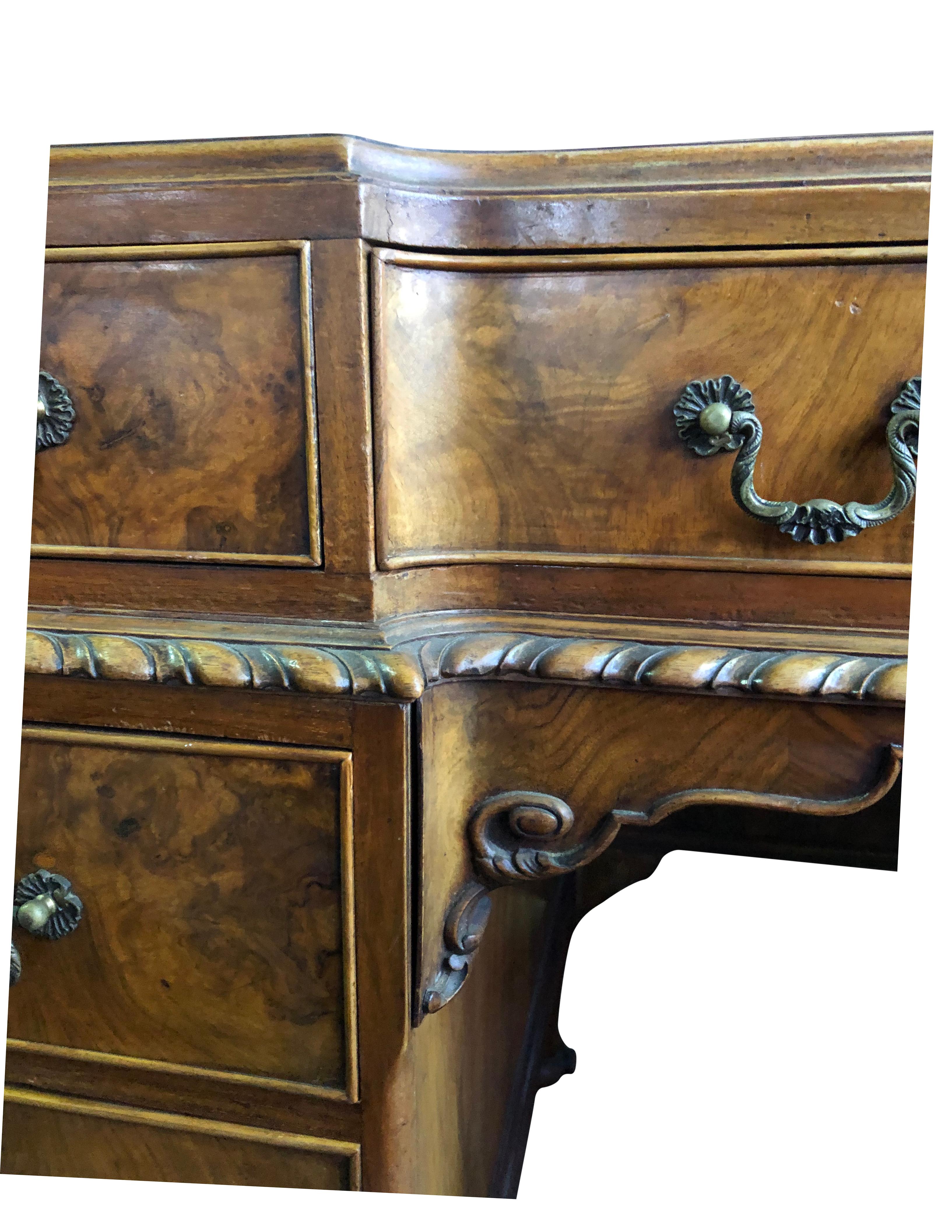 19th Century Victorian Walnut Desk with Leather Top 3