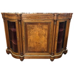 Gabinetto vittoriano in noce dell'Inghilterra del XIX secolo in serpentino, anni '60 del XIX secolo