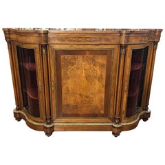 19th Century Victorian Walnut England Cabinet Serpentine , 1860s