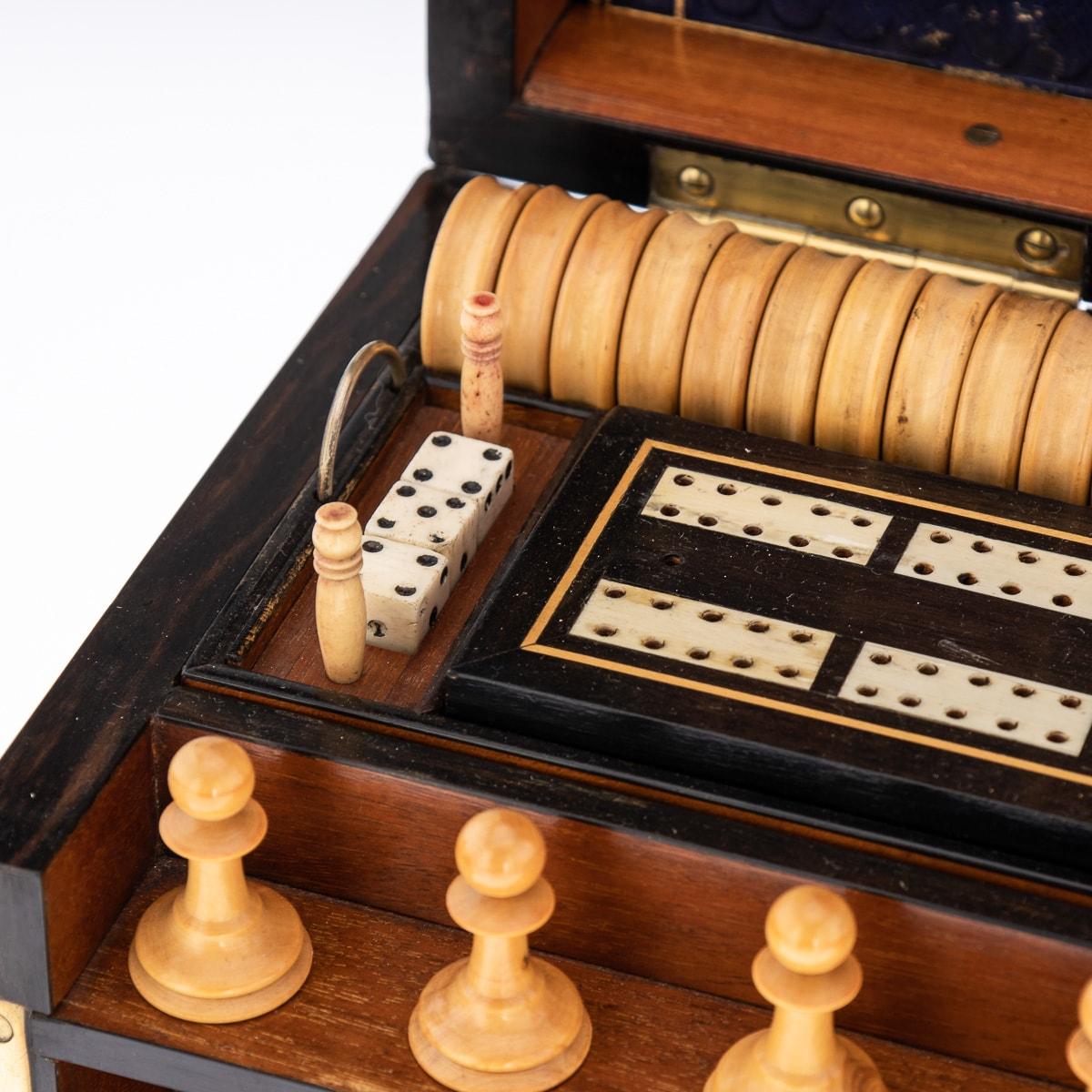 19th Century Victorian Walnut Games Compendium, Cards & Board Games, C.1890 For Sale 15