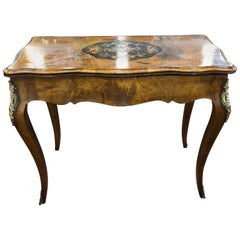 19th Century Victorian Walnut Inlaid English Card Table, 1870s