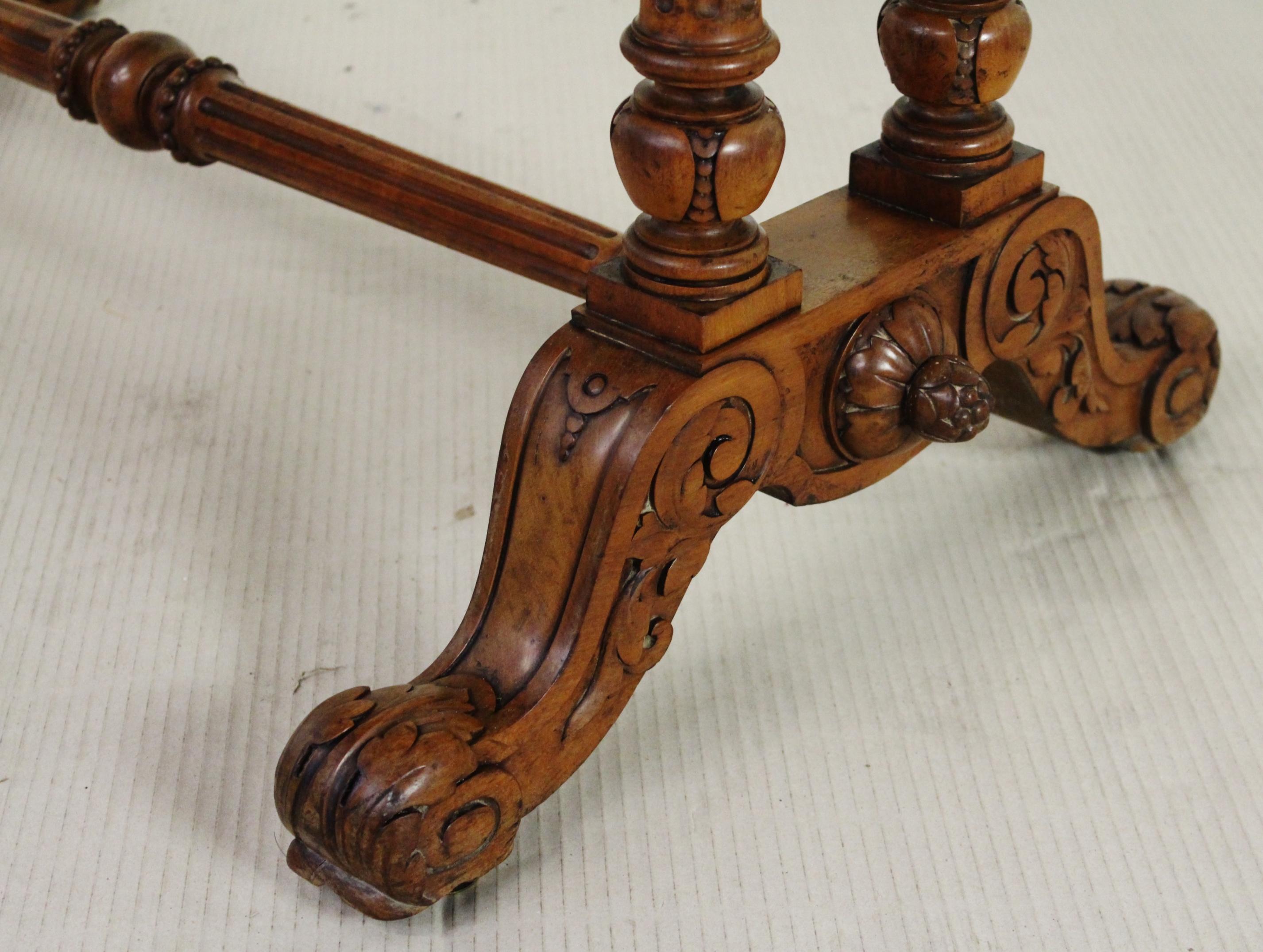 19th Century Victorian Walnut Library Table For Sale 9