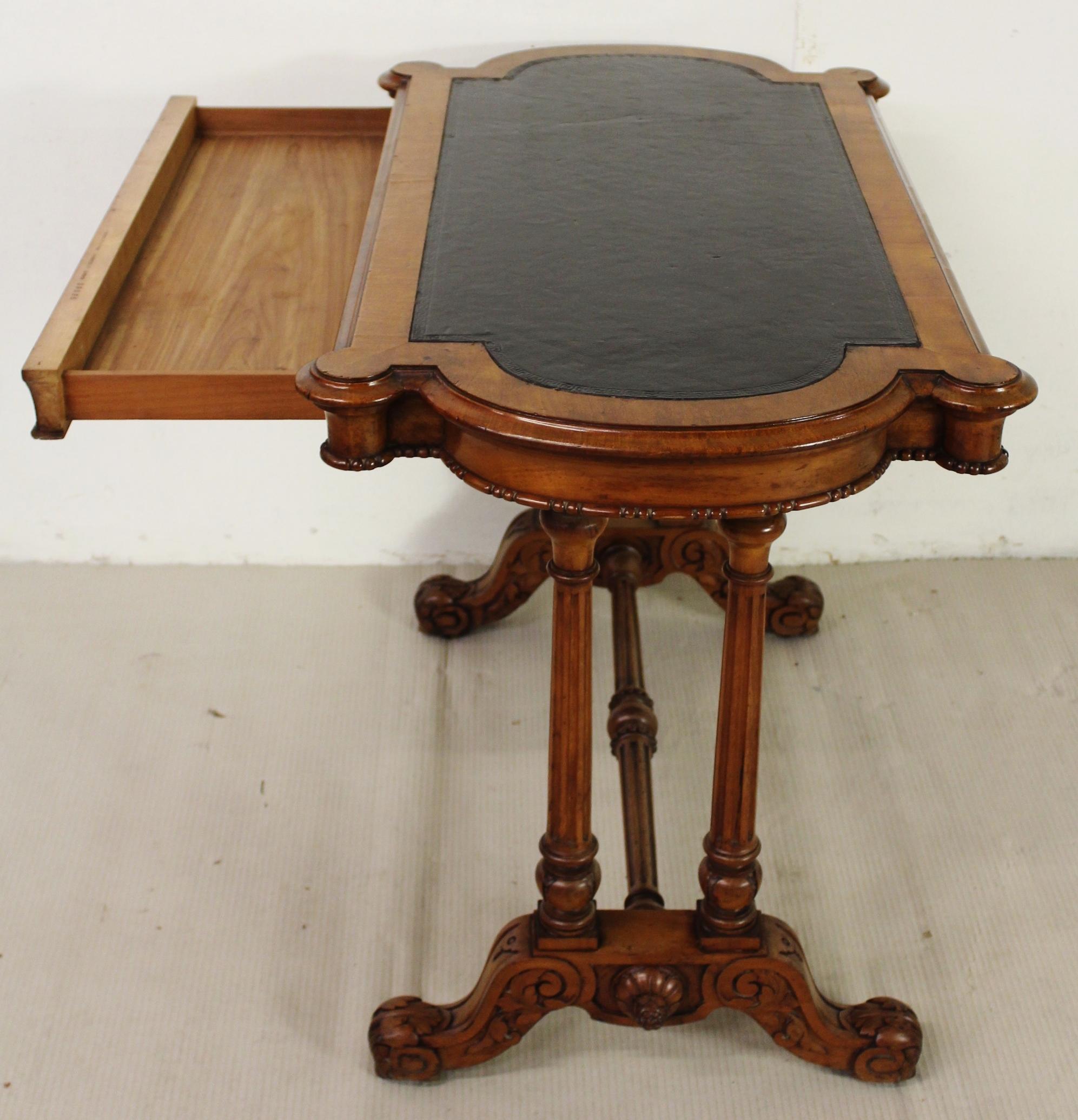 19th Century Victorian Walnut Library Table For Sale 14