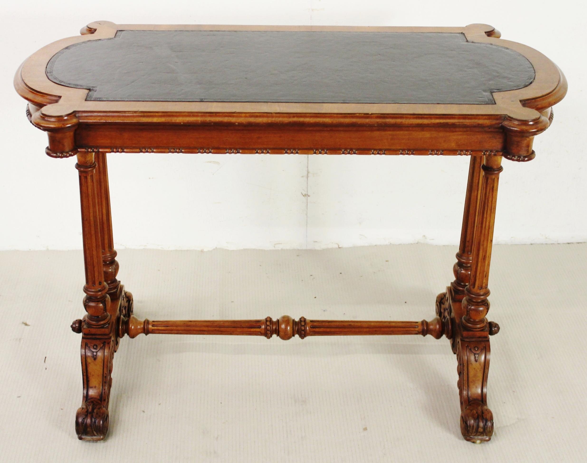19th Century Victorian Walnut Library Table For Sale 1