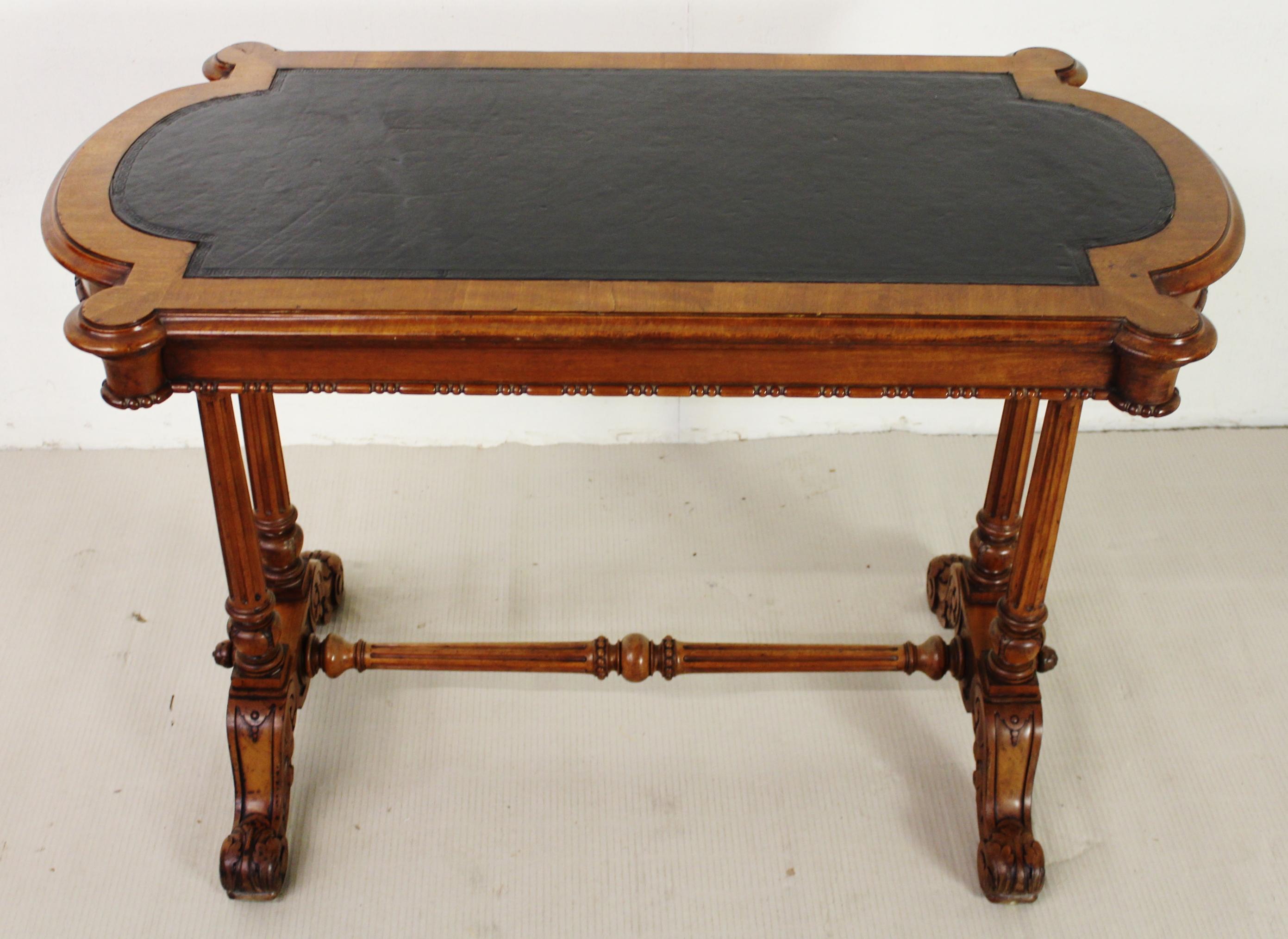 19th Century Victorian Walnut Library Table For Sale 2