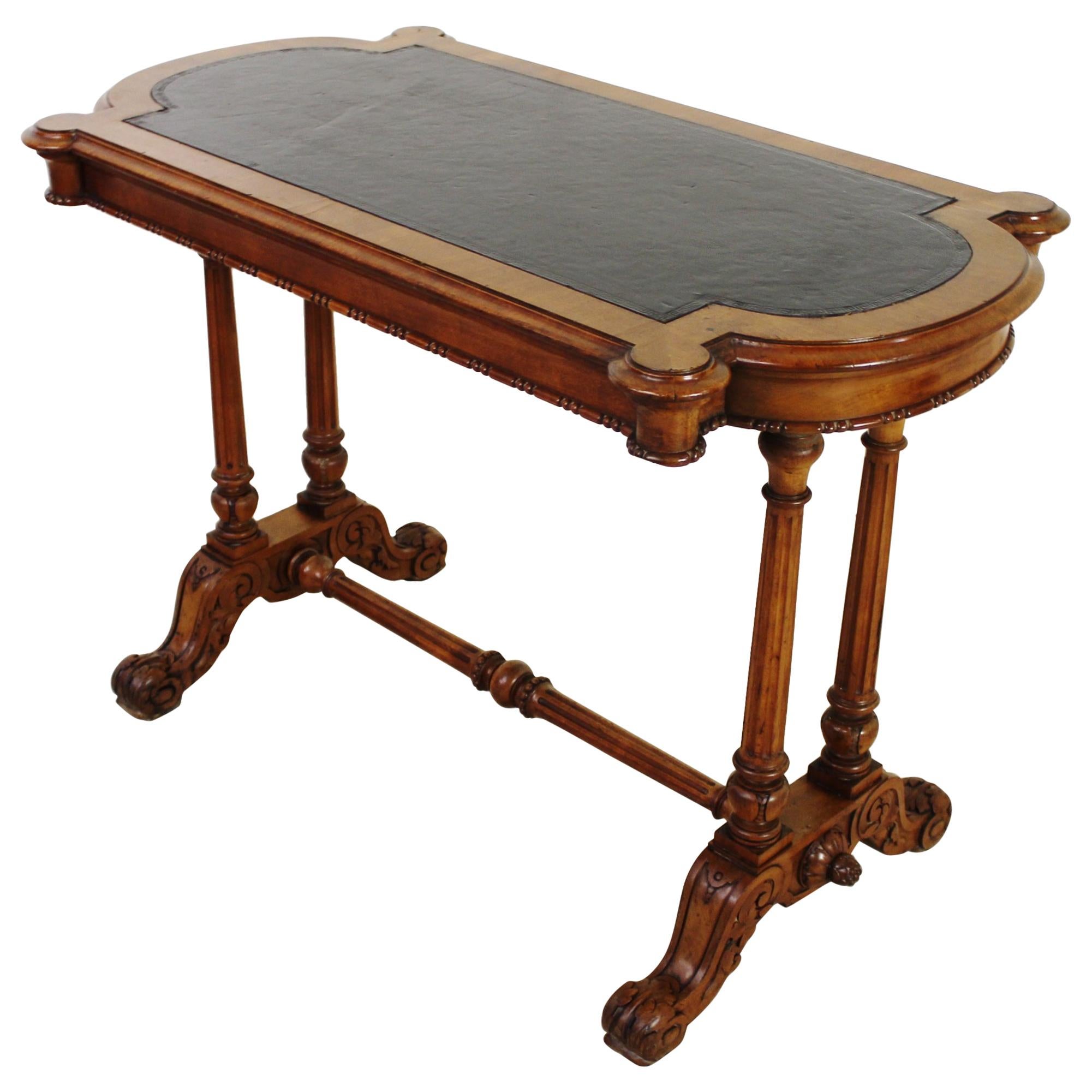 19th Century Victorian Walnut Library Table For Sale