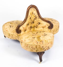 19th Century Victorian Walnut Loveseat Conversation Settee