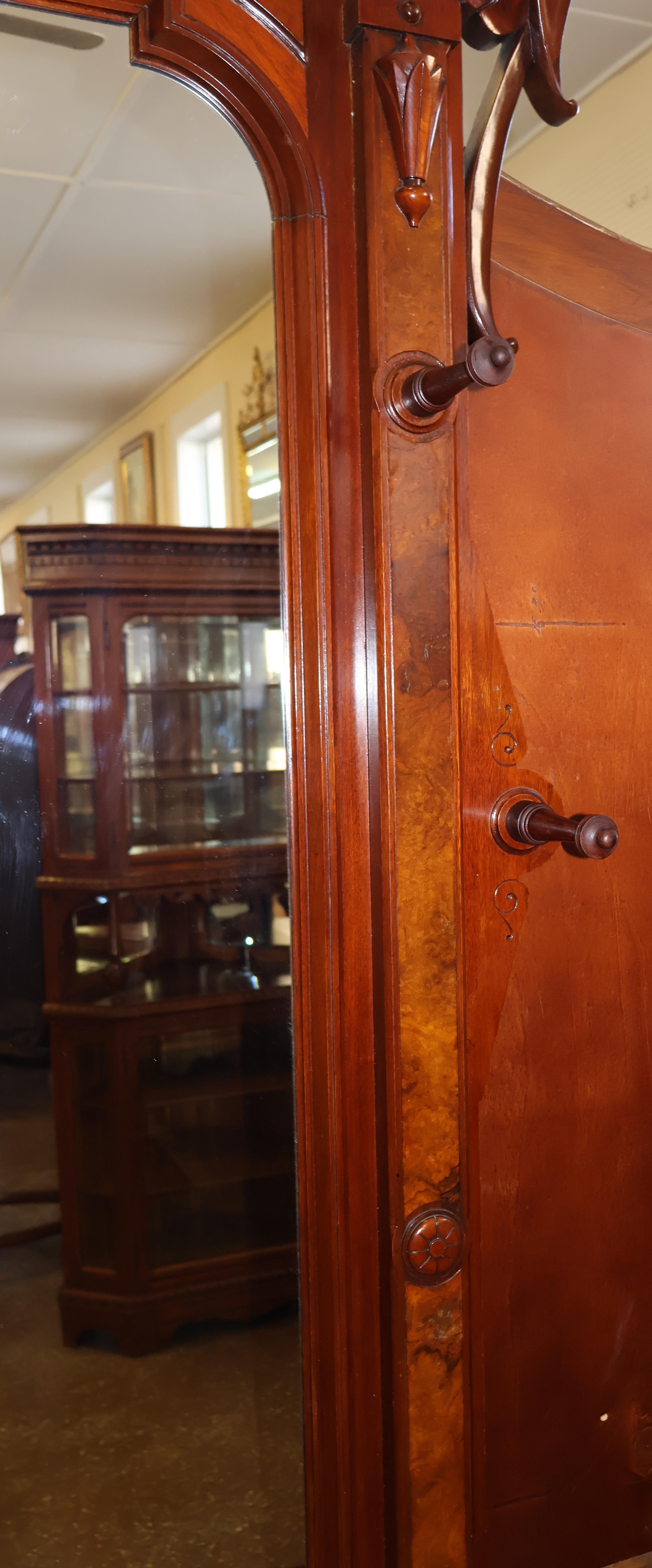 19th Century Victorian Walnut Pier Mirror Hall Tree Attributed To Thomas Brooks For Sale 7