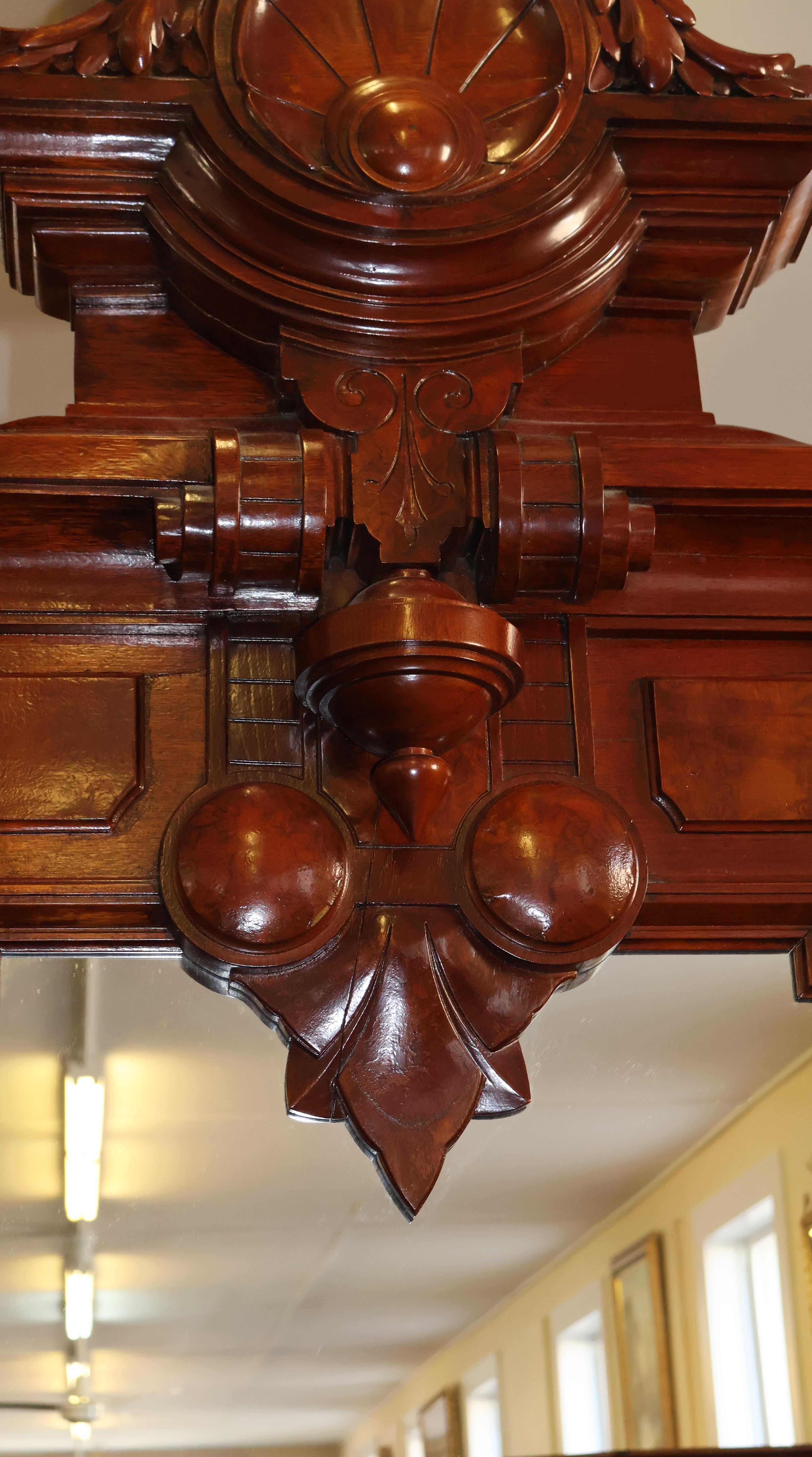 19th Century Victorian Walnut Pier Mirror Hall Tree Attributed To Thomas Brooks For Sale 8