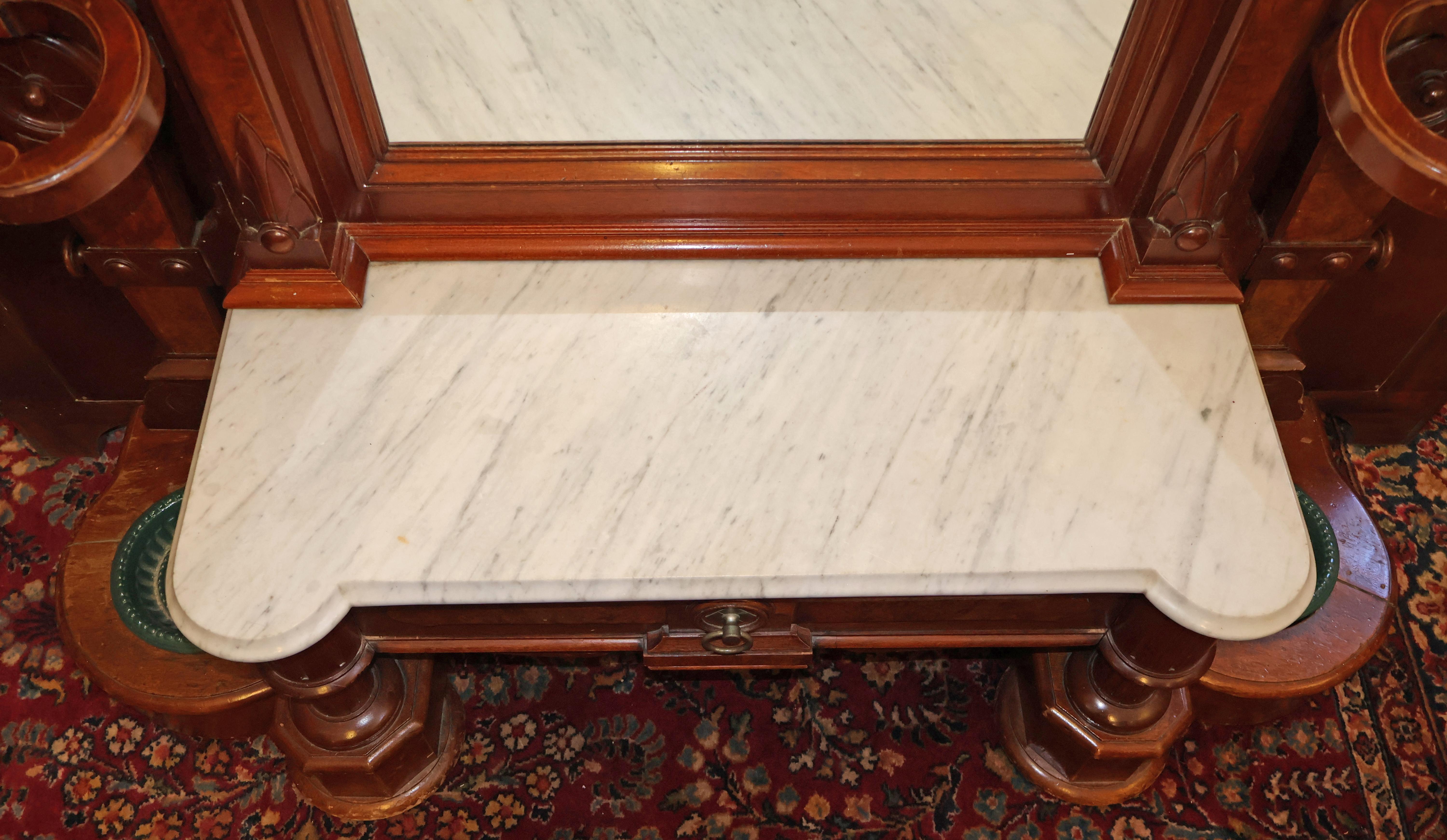 19th Century Victorian Walnut Pier Mirror Hall Tree Attributed To Thomas Brooks For Sale 4