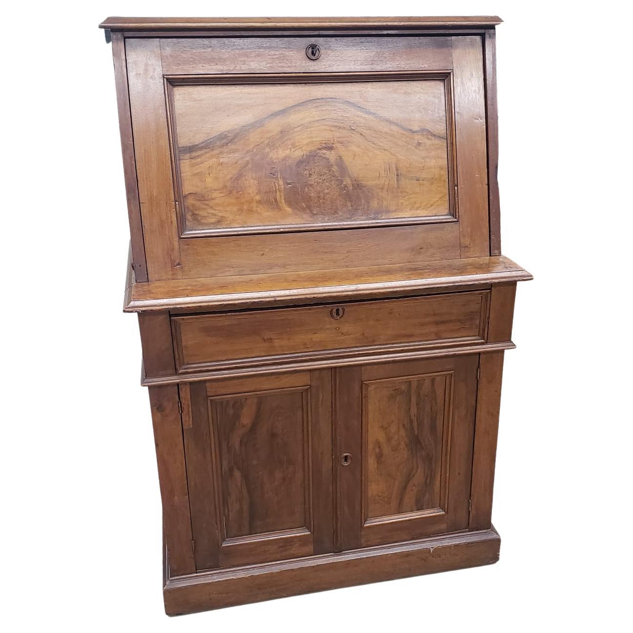 19th Century Victorian Walnut Slant Front Secretary Desk For Sale 2